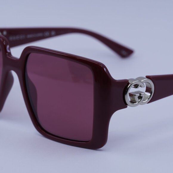 Gucci GG1692S 005 Sunglasses Burgundy Square Frame, Burgundy Lenses - Picture 4 of 11